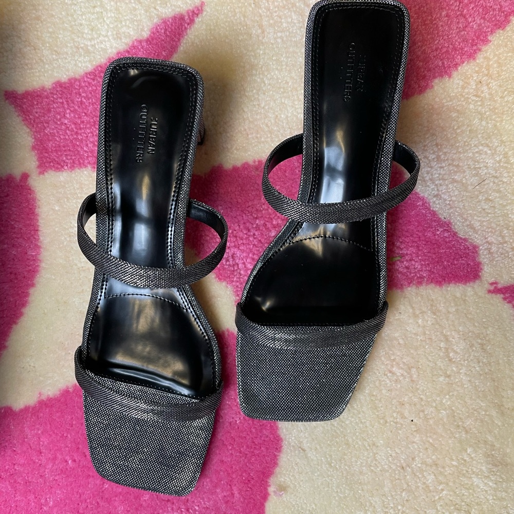 Urban Outfitters Gunmetal Silver Block Heels